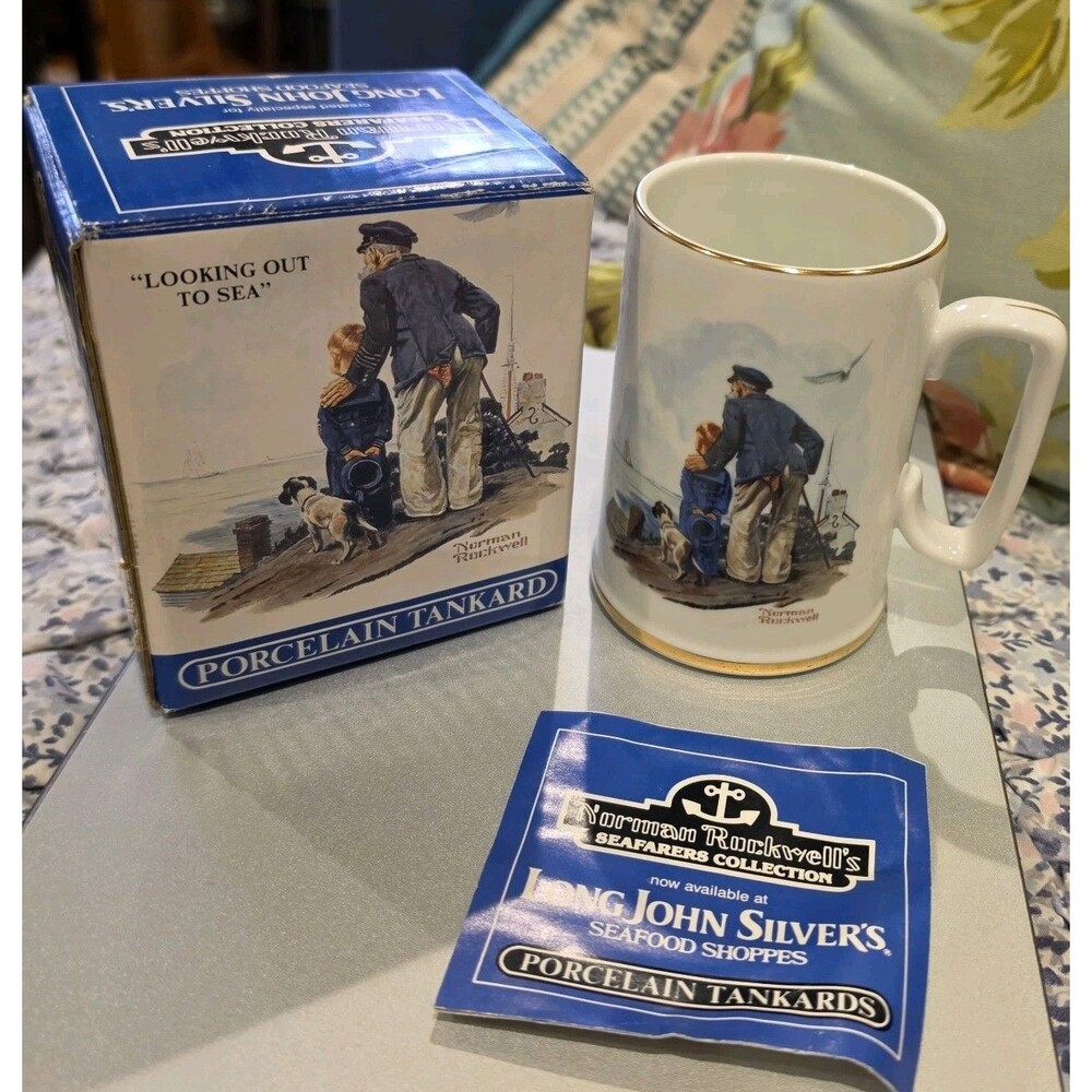 Long John Silver's Norman Rockwell Looking Out To Sea Porcelain Tankard Mug NIB